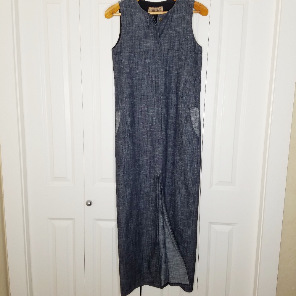 KAREN ZAMBOS Maxi Dress Stretch Black Denim NWT XS